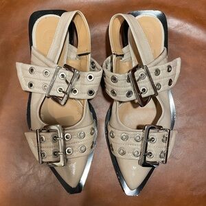 GANNI Feminine Buckle Ballerina Flats